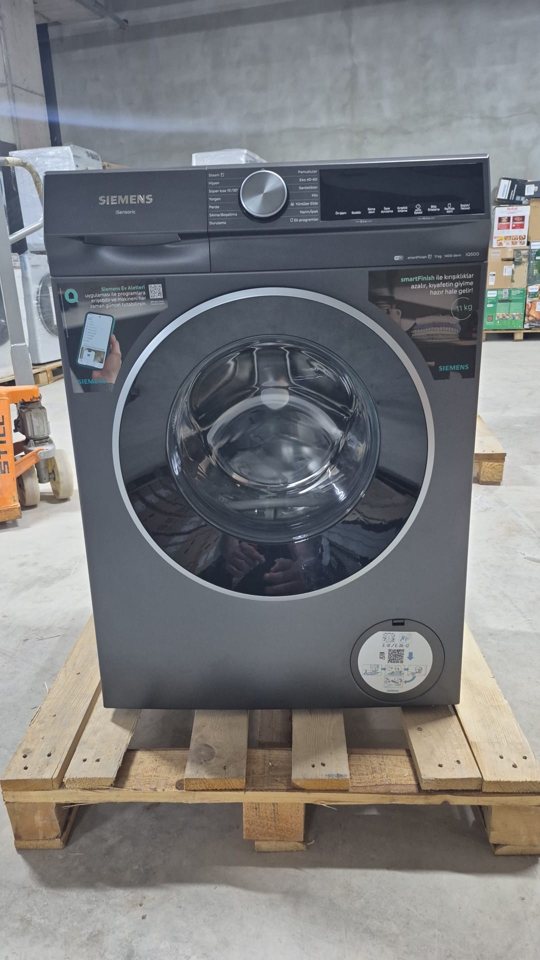 OUTLET112-WG64K2ZRTR Siemens WG64K2ZRTR Çamaşır Makinesi 11 kg 1400 Devir Antrasit